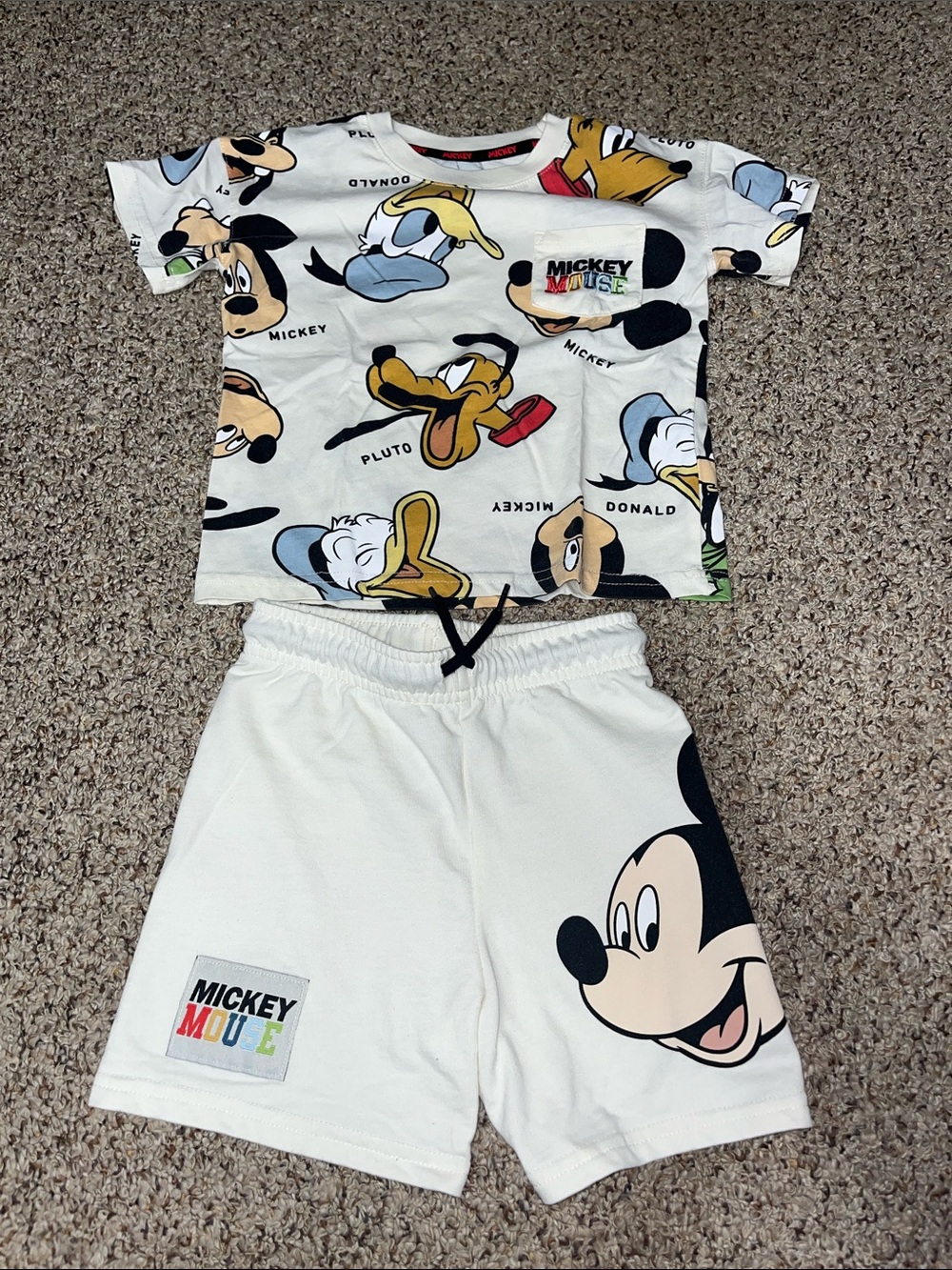 Disney White Mickey & Friends Short Sleeve Pajama Set